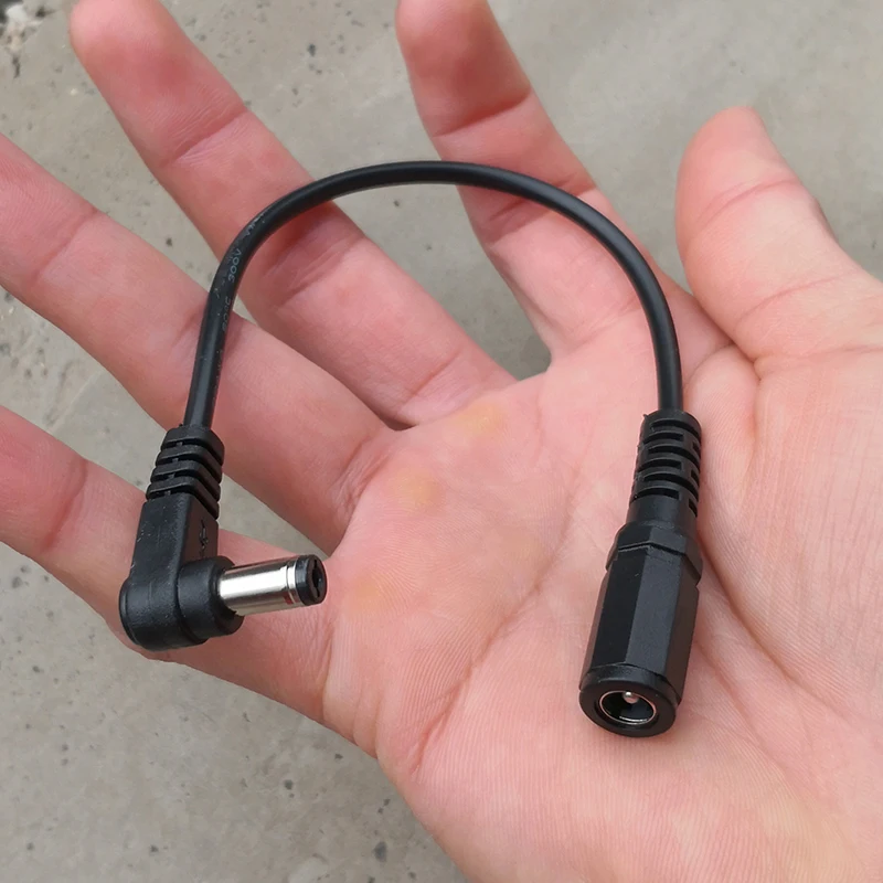 DC 5.5 x 2.1 mm Male to Female 20cm 90 Degree Angled Power Extension Cable Cord charging cable