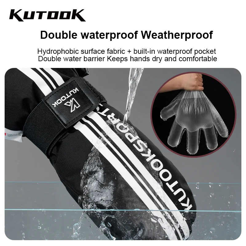 KUTOOK Ski Snow Gloves Mittens Winter Gloves for Men Women 3M C100 Insulation Waterproof Touchscreen Skiing Snowboard Gloves 3