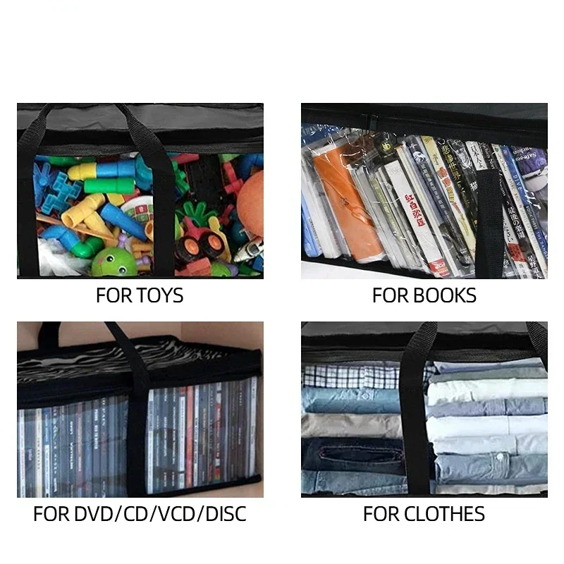 Books Zip Portable Desk Organizer Toy Clothes Large DVD Storage Bags Big Clear Pouch Home Office Organization Clothes Storage images - 6