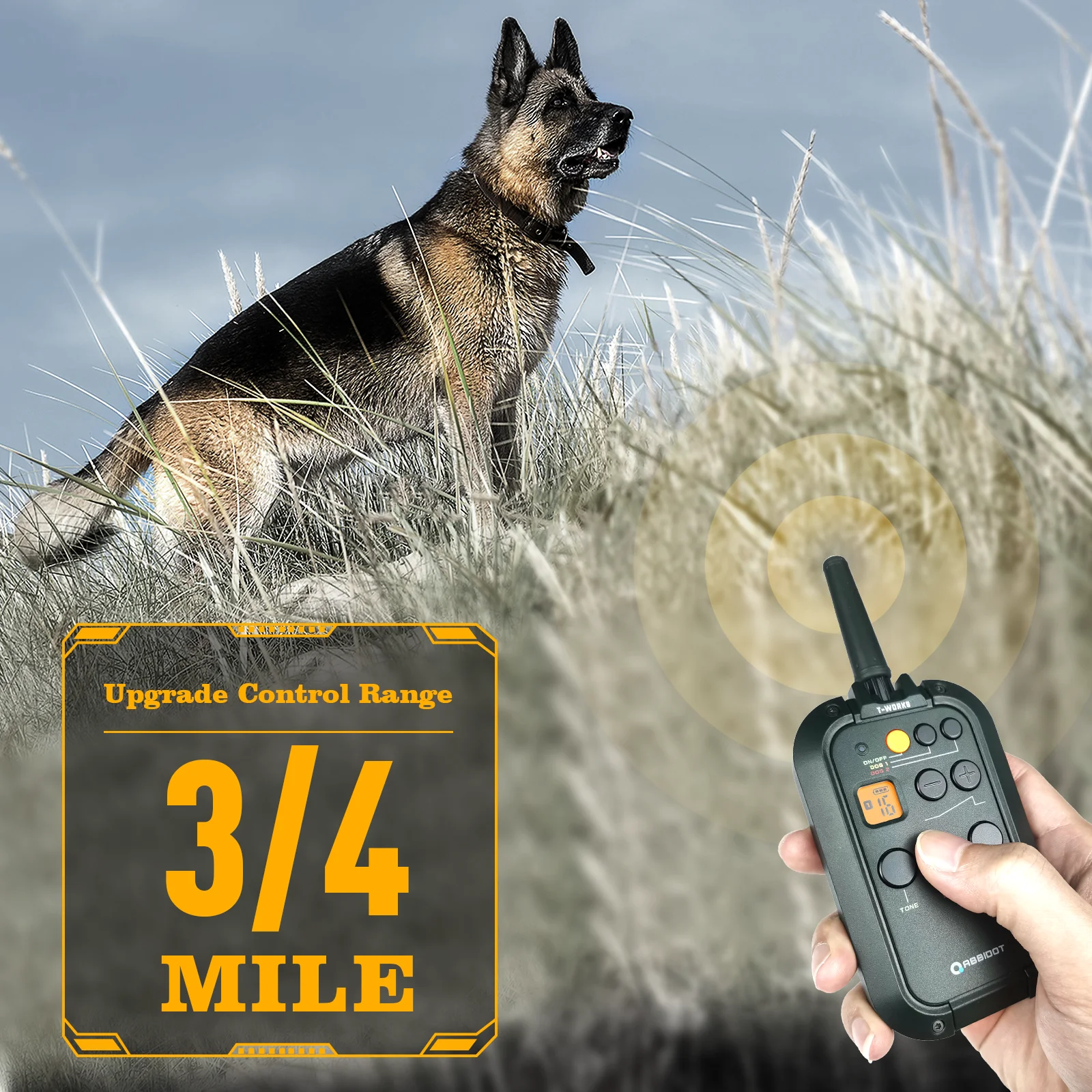 ABBIDOT T-WORKS Electric Shock Collar for Large Dog Training Collar 3/4 Mile Range No Bark Waterproof Rechargeable 920 Strap pet dog training collar