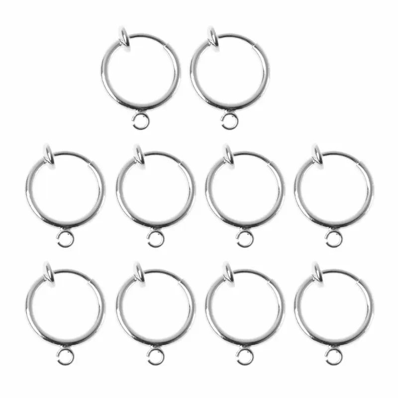 10Pcs Round Brass Clip-on Hoop Earrings for Non-Pierced Ear DIY Earring Making Accessary Creation Girl Gift Earring Hoop 2