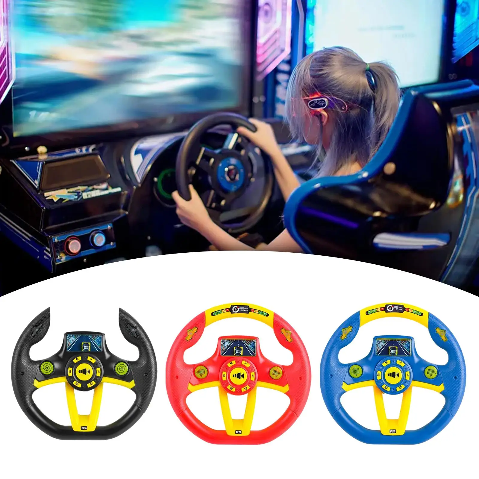 Round Steering Wheel Toy Busy Edge DIY Accessory Electric Steering Wheel Toy for