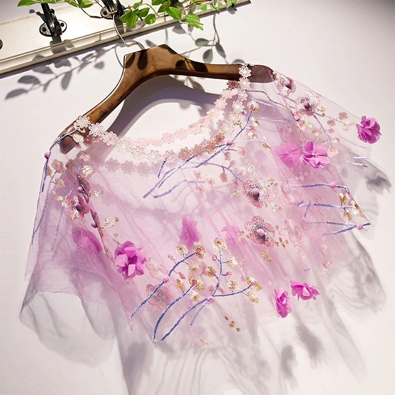 Summer  New Retro Lace Embroidered Shawl Women Fashion O-neck Cloak Cape Waistcoat Cheongsam