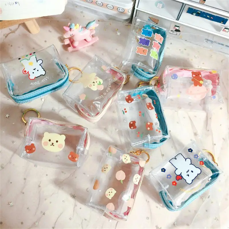 1/3PCS Pvc Material Coin Purse Clearly Visible Wallet Metal Buckle Small Jelly Bag Waterproof And Moisture Proof Luggage