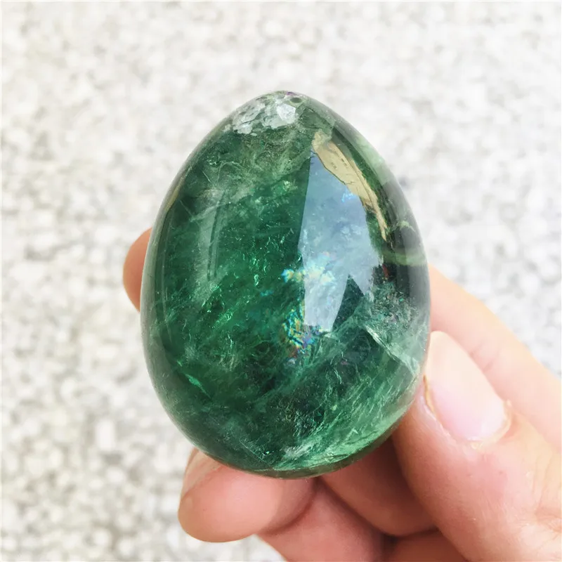 5Cm Massaggio Al Quarzo Formato Naturale Forma Di Cristallo Fluorite Verde Uovo Terapia Reiki Come Regalo