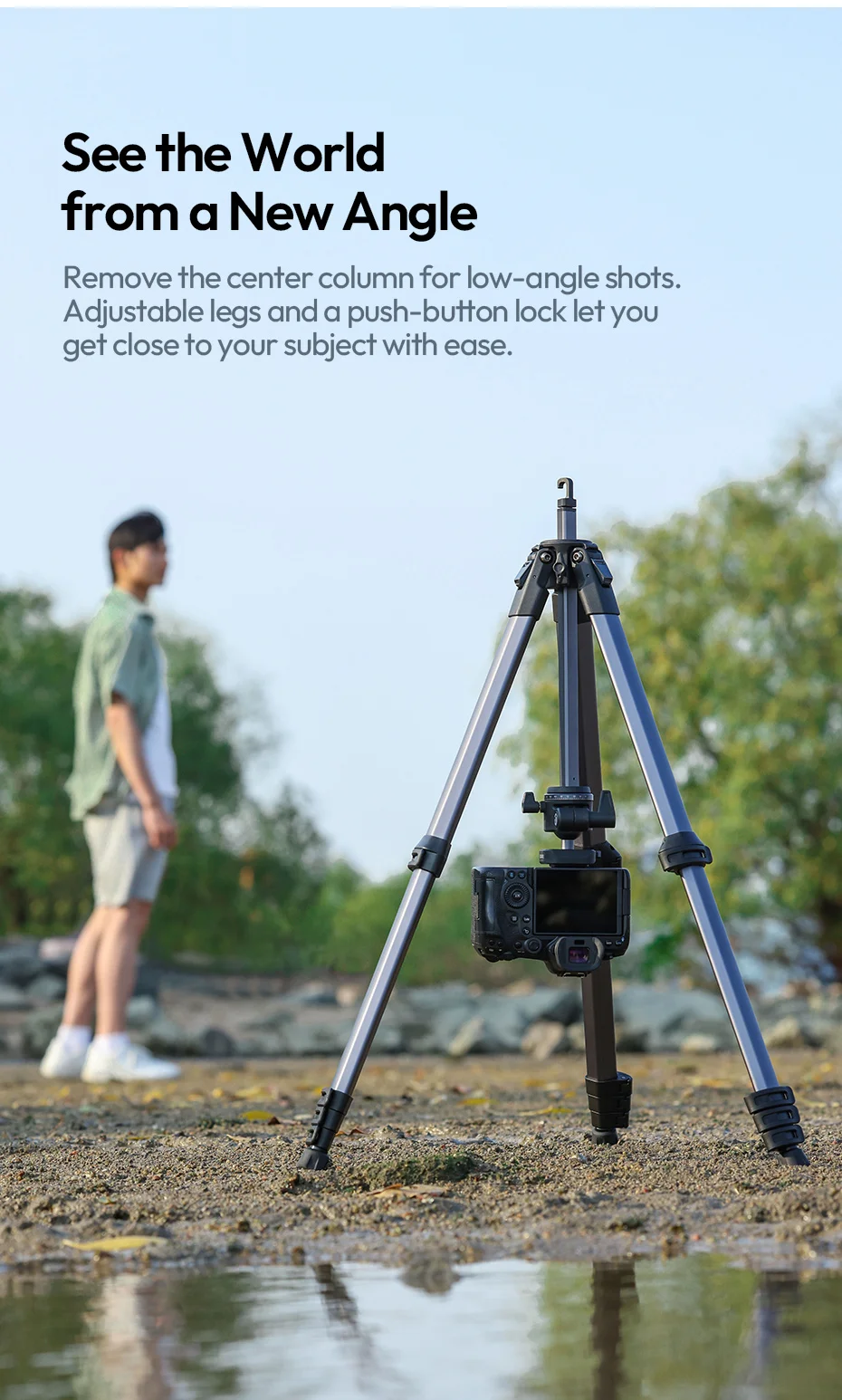 Travel Tripod Portable Metal Tripod 0.48-1.56M UKA QR Plate Tripod for Camera Sm