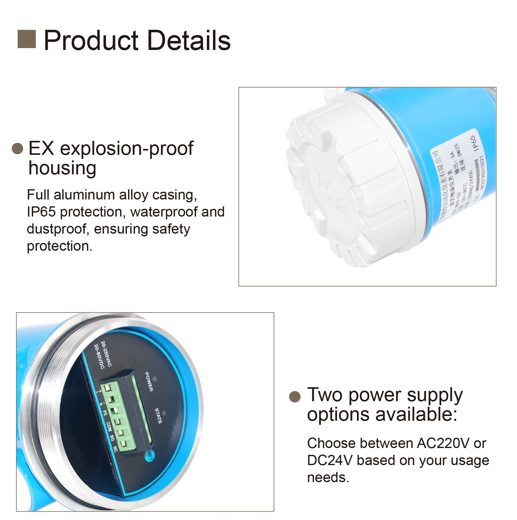 Relay Output Stainless Steel Tuning Fork Level Switch Sensor for Industrial Pipe