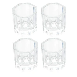 4-Piece Crystal Glass Dappen Dish Set for Dental and Nail Art Applications (Transparent)