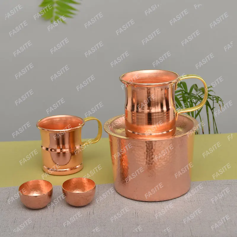 Handmade thickened pure red copper mug vintage tea water cup with