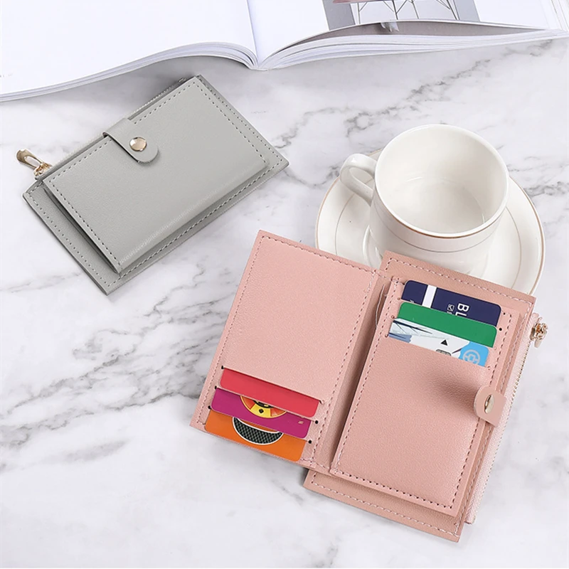 New Fashion Women's Wallet Short  Female Coin Purse with Zipper PU Leather Card Holder Cover Small Ladies Mini Clutch For Girl