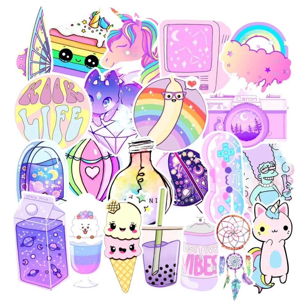 

10/30/50pcs Colorful Gradient Creative Cartoon Graffiti Sticker Refrigerator Notebook Water Cup Mobile Phone Stickers Kids Toys