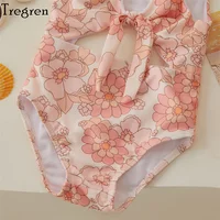 Tregren Toddler Baby Girls Swimwear Summer Sleeveless Floral/Shell Print Hollow Bathing Suit Swimming Pool Hot Spring Swimsuit 5