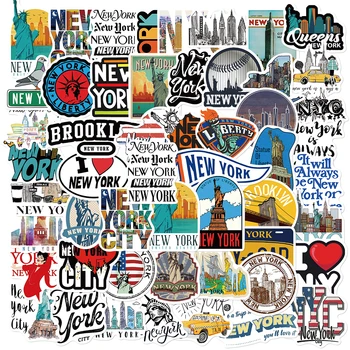 50 pezzi adesivi cartone animato New York adesivo chitarra fai da te laptop bagagli skateboard vivente graffiti amante fai da te calendario adesivo telefono