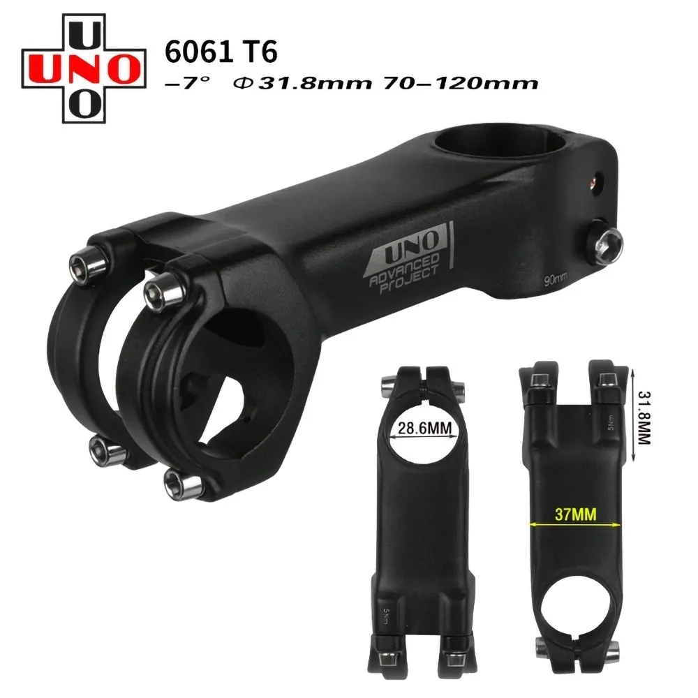 

New UNO MTB Road Bike Stem -7 Degree Ultralight Aluminum Alloy Handlebar 28.6*31.8mm 70-120mm Cycling Accessories