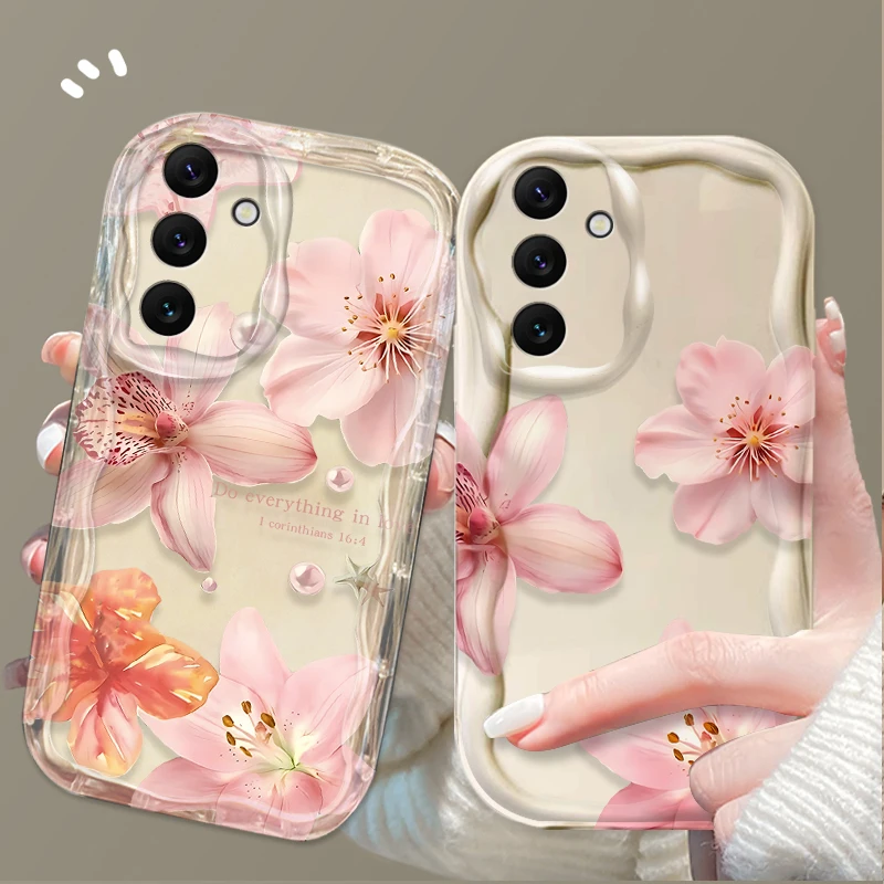Vintage Pink Lily Flower Wave Phone Case