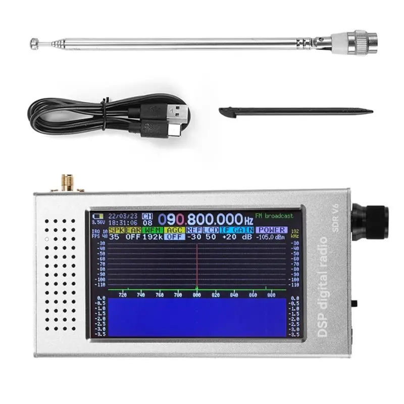 TA-DSP SDR V6 라디오 MW SSB CW HAM 풀 밴드 라디오 수신기(HAM 통신용 4.3인치 IPS 스크린 포함)