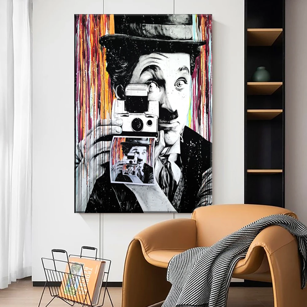 

Chaplin Charlie Canvas Poster Graffiti Street Style Decorative Painting Living Room Art Picture For Modern Home Wall Decor Gifts