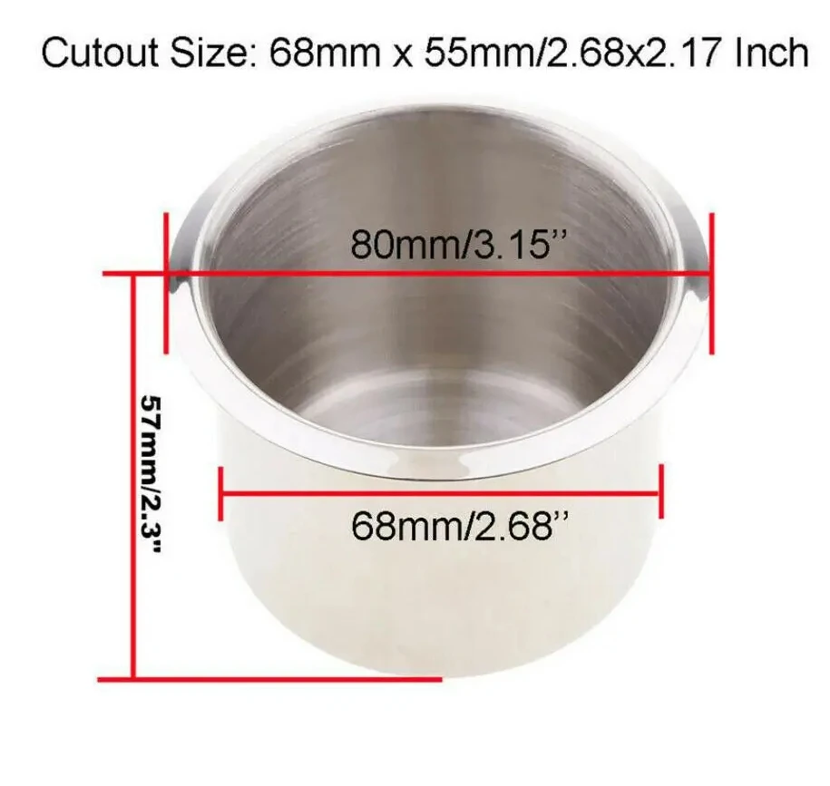 68mm 스테인레스 스틸 해양 보트 RV 컵 물 음료 병 홀더 녹슬지 않는 범용 수정 컵 홀더
