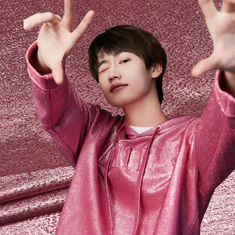 

Жаккардовая ткань для швейных платьев, сценические костюмы, дизайнерская ткань для пальто, розового, красного, золотого цвета, с металлической проволокой