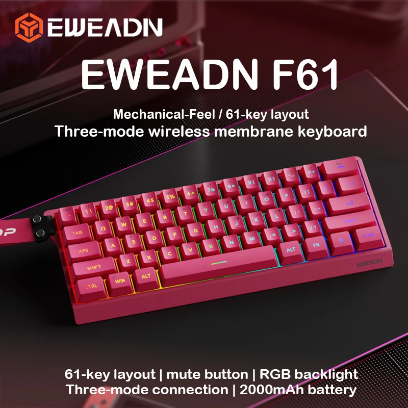 EWEADN F61 61키 커스텀 기계식 키보드 3모드 BT 2.4G 유선 핫스왑 ..