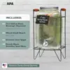 2 Gallon Glass Beverage Dispenser, Metal Base, Stainless Steel Spigot & Hanging Chalkboard - Outdoor Drink Dispenser for 4