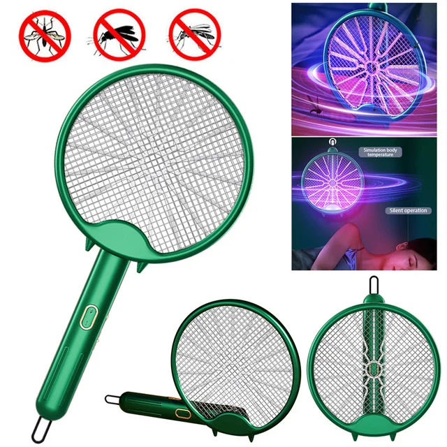 Szúnyoggyilkos Lámpa Usb Újratölthető Elektromos Összecsukható Ütő Légy Swatter Uv Lámpával - Image 2