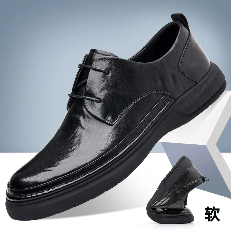 First Layer Leather Loafers Fashion Men's Business Leather Shoes Office Lazy Wedding Shoes Groomsmen Super Soft and Breathable