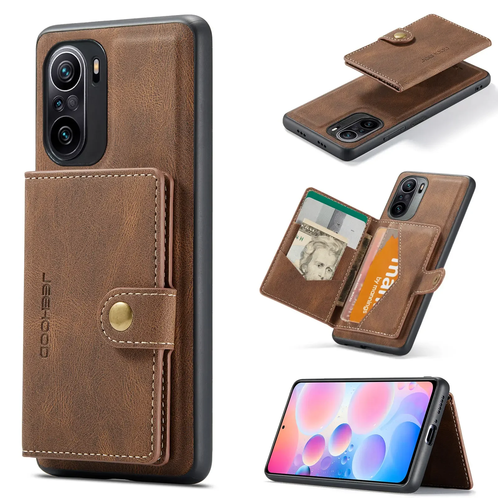 

for XiaoMi Poco F3 RedMi K40 Pro Leather Case with Magnetic Wallet Leather Small Wallet in Kickstand Card Holder Designed Cover