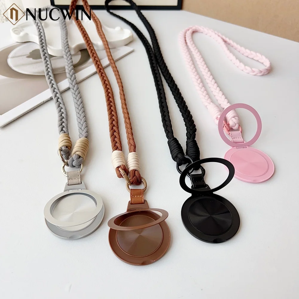 Universal Crossbody Phone Lanyard with Stand and Anti-Lost Strap - Solid Color