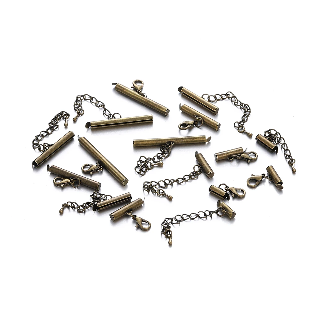 10-Piece Metal Bracelet End Connectors with Extending Lobster Clasps