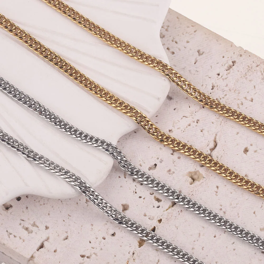 1Meter Stainless Steel GoldPlate Chain Double Layer Chains Necklace for DIY Necklace Jewelry