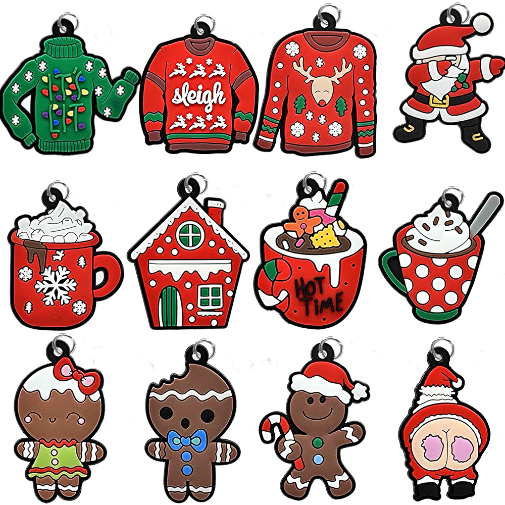 20PCS Christmas Style Keychain Santa Claus Festive Women Men Keyring fit Christmas Family Gift Car Key Accessories Key Holders