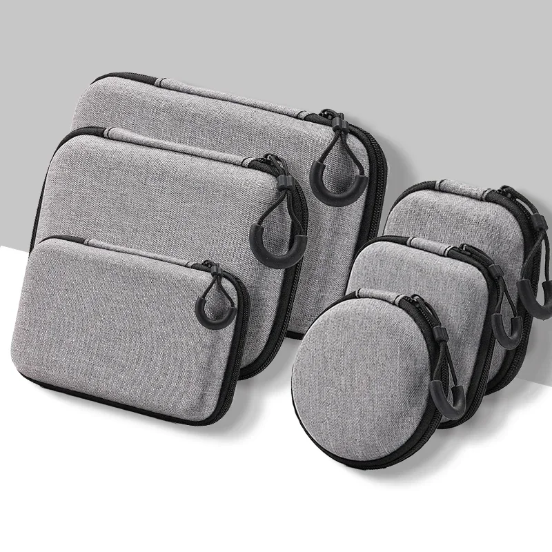 Mini Grey Digital Product Storage Bag Portable Headphone USB Data Cable Charger U Stick Storage Case Shockproof Protective Case