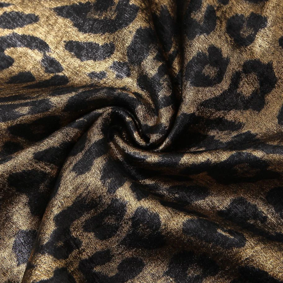 Fashion Plus Size Women's Mermaid Skrts Premium Lustrous Leopard Print Vitage Diagonal Cut Long Fishtail Skirt 9308