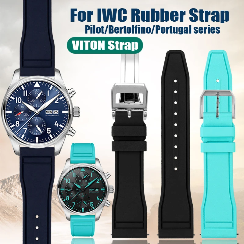 Per Iwc Viton Strap Mark 18 Portogallo Little Prince Pilot Fluororubber Bracciale Sgancio Rapido Fkm Cinturino In Gomma 20Mm 21Mm 22Mm