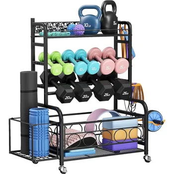Weight Rack for Dumbbells, Dumbbell Rack Weight Stand, VOPEAK Home Gym Storage Rack for Yoga Mat Kettlebells