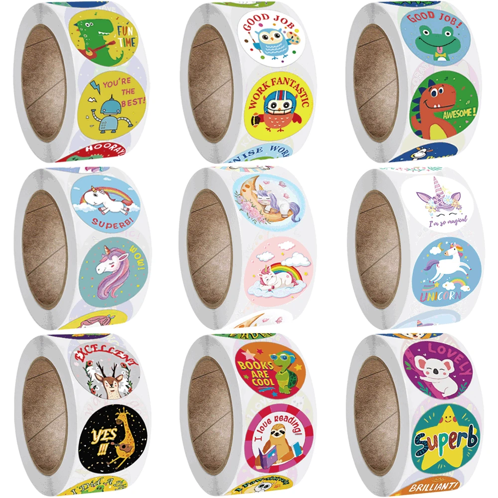 

500pcs zoo Animals cartoon Stickers for kids classic toys sticker school teacher reward sticker 8 designs pattern tiger