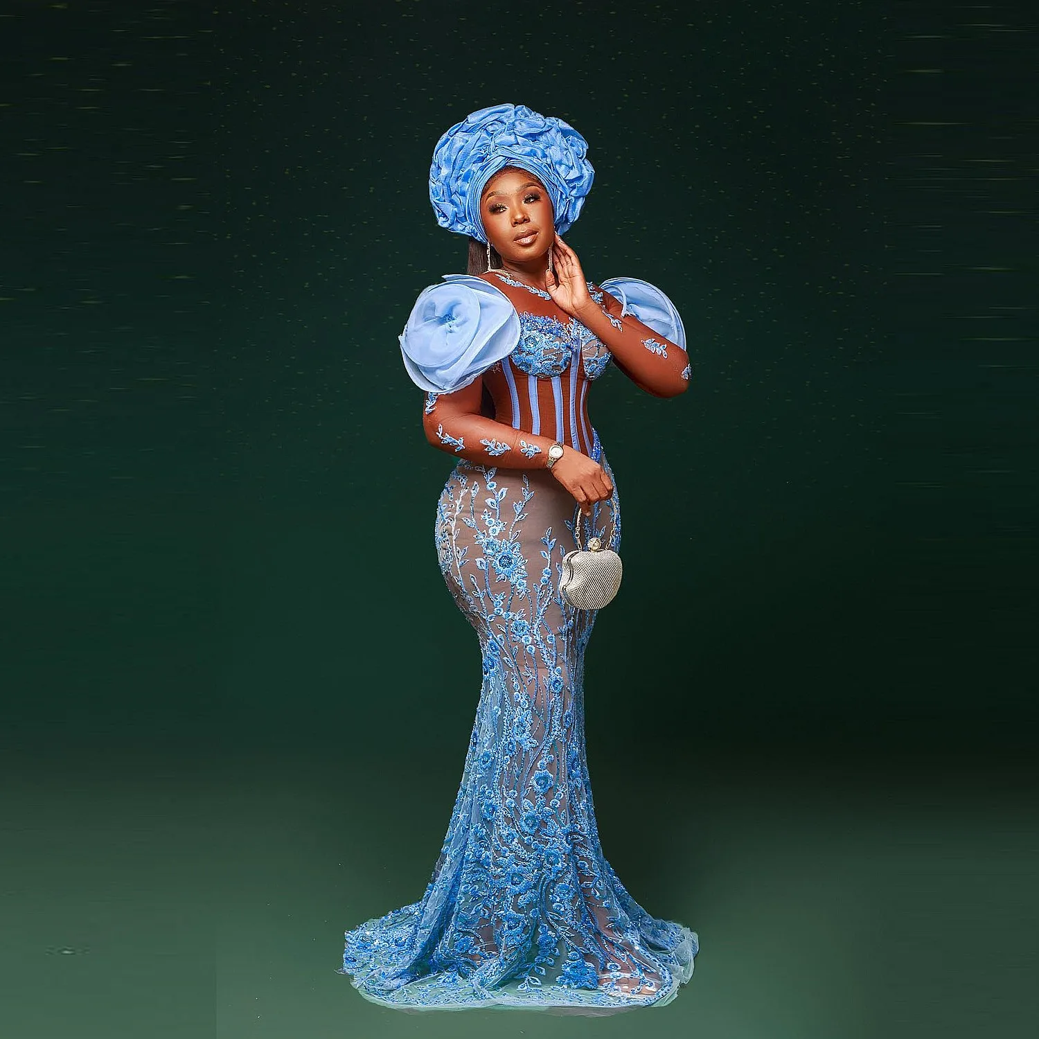 

Нигерия Aso Ebi, вечерние платья с цветами, иллюзия, с длинным рукавом, открытые косточки, Русалка, кружевные платья для выпускного вечера, строгие платья