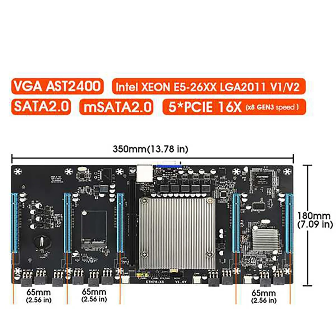 ETH79-X5 BTC ̴   E5 2620 CPU + 128G SSD + 8G DDR3 RAM +  ÷ +  ̺ LGA2011 5 PCIE16X 65mm
