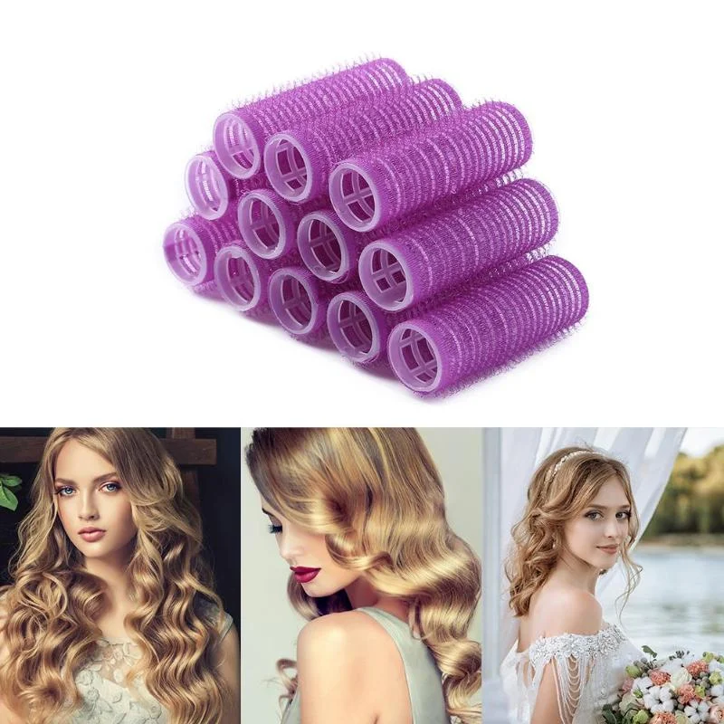 6pcs Self-Grip Hair Rollers Heatless Hair Curlers No Heat Bangs Volume Self-adhesive Hook & Loop DIY Styling Tools