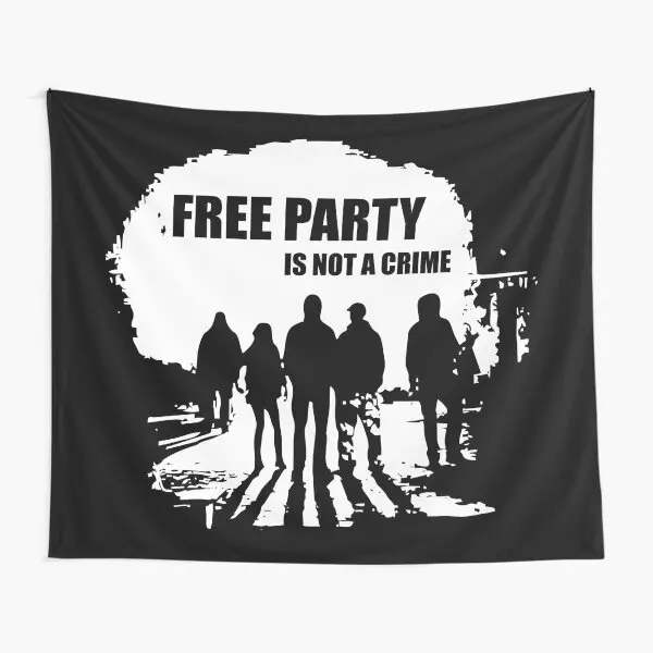 23Nn017 Tekno 23 Free Party Is Not A C Tapestry Bedspread Travel Mat Yoga Colored Towel Living Bedroom Printed Decor Wall Art