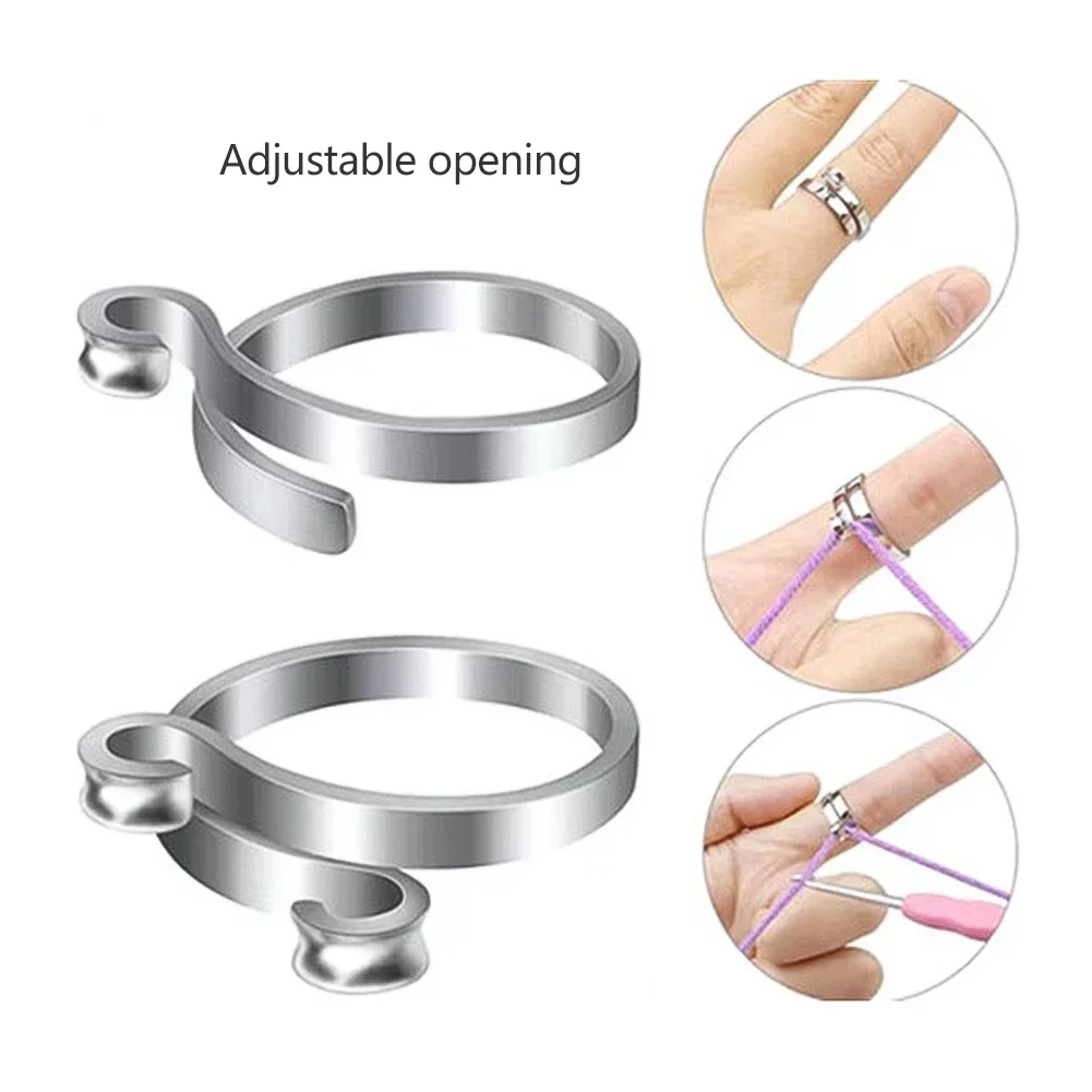 2Pcs Adjustable Knitting Crochet Hook Knitting Yarn Guide Fingers Beginner Loops Crochet Tool Thread Loops Sewing Tool