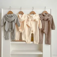 Baby Boys Girl Knitted Jumpsuit  Autumn Winter Newborn Solid Color Knitting Hooded Infant Baby Bodysuits Children Clothing 1