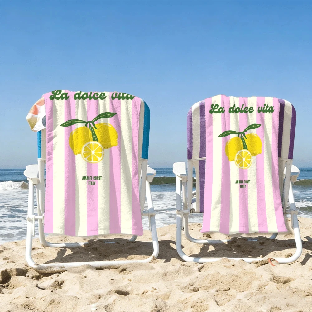 1PC La Dolce Vita Amalfi 레몬 비치 타월, 속건성 경량 폴리에스테르 타월, 수영용 부드러운 흡수성 이탈리아 테마 타월