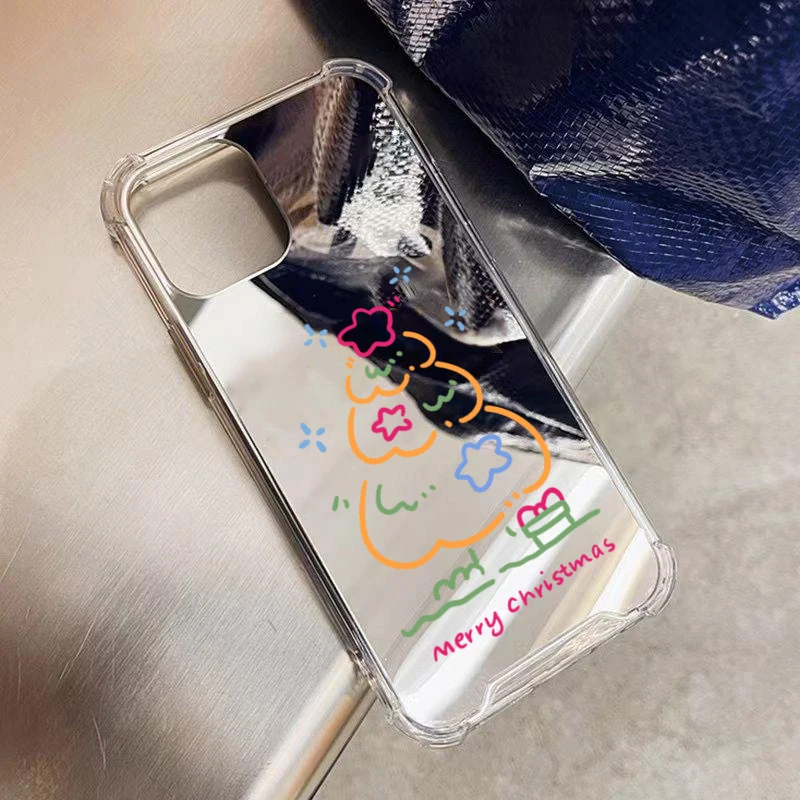 Festive Christmas Tree Star Mirror Acrylic Phone Case Cover