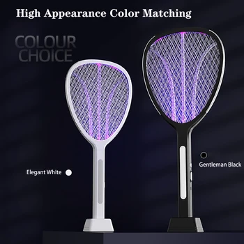 3 In 1  Widening of The Power Grid Electric Mosquito Swatter 3000V C-type Charging Mosquito and Fly Killer 6