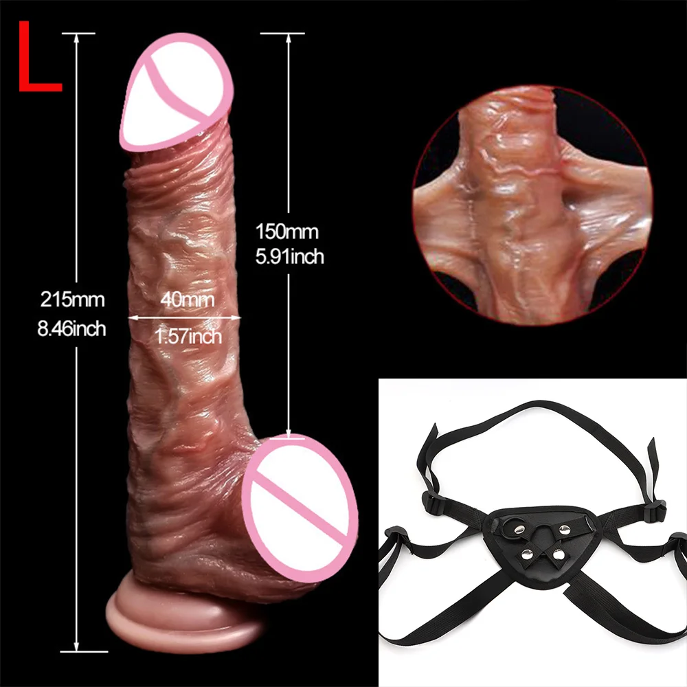 Realistic Dildos for Women Skin Sliding Foreskin Testicles Anal Vaginal Stimulation Strapon Big Penis Sex Toys