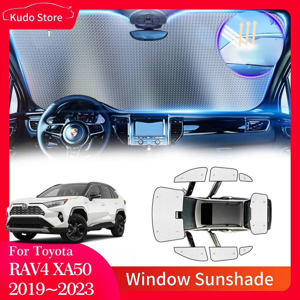 Full Car Sun Shade Parasol for Toyota RAV4 XA50 Hybrid XLE LE 2019~2023 Visor Side Window Sunshade Cover Pad Anti UV Accessories