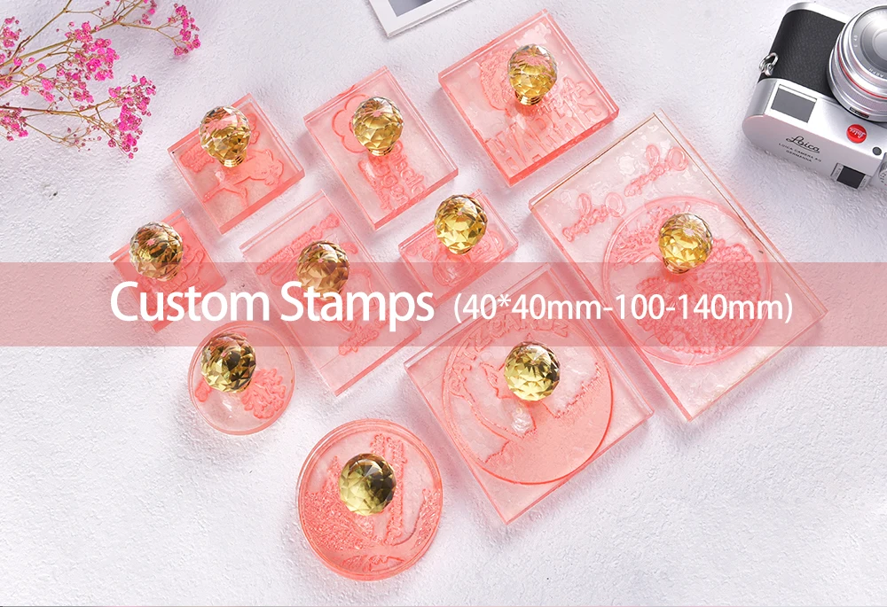 Description Picture 2 of itemPersonalized Seal LOGO Private Acrylic Stamp Custom Wedding Student Graduation Business Logo Package Transparent Acrylic Stamp