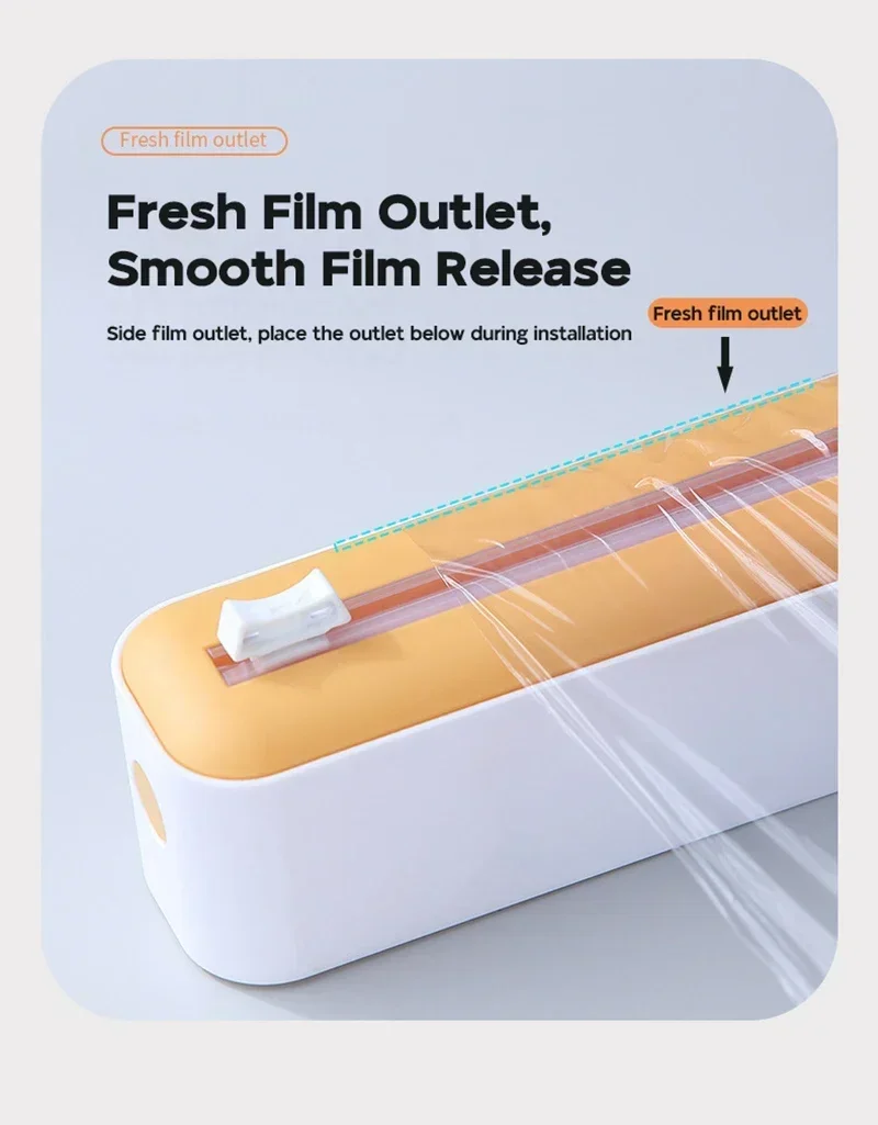 Description Picture 4 of itemPlastic Wrap Cutter Food Film Dispenser Adjustable Storage Cutting Box Creative Kitchen Tools Aluminum Foil Stretch Film Cutter